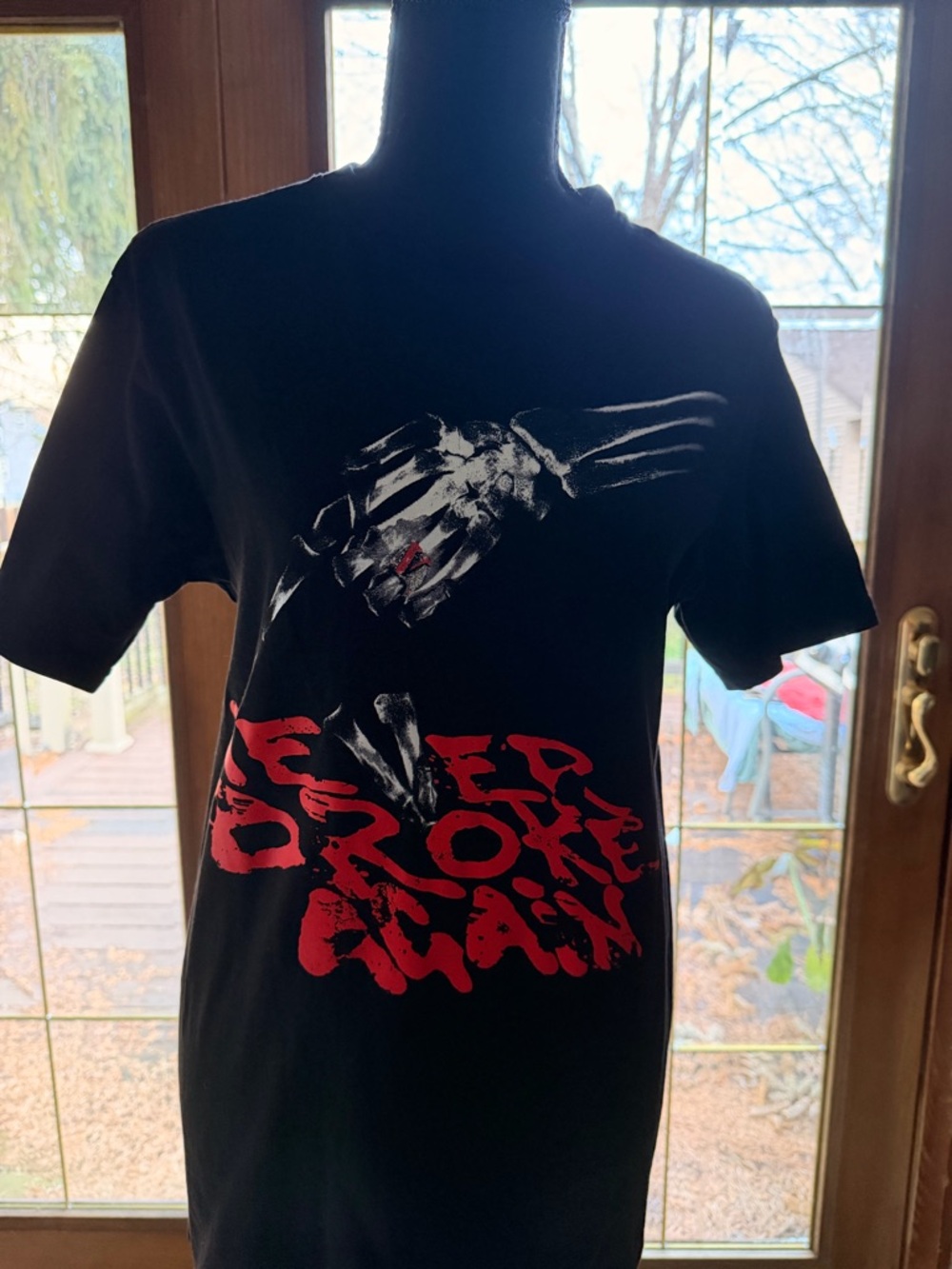 VLONE Black Short-Sleeve Tee with Red and White Graphic